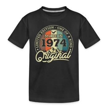 Nostalgie Geburtstagsgeschenk '74 - Kinder Premium Bio T-Shirt - Schwarz - Vorne