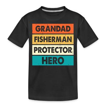 Grandpa Angler Protector Hero - Kids' Premium Organic T-Shirt - black - Front