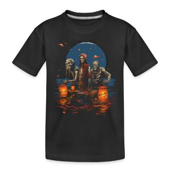 Zombie Apokalypse Kürbisfeld Gruseliges Halloween - Kinder Premium Bio T-Shirt - Schwarz - Vorne