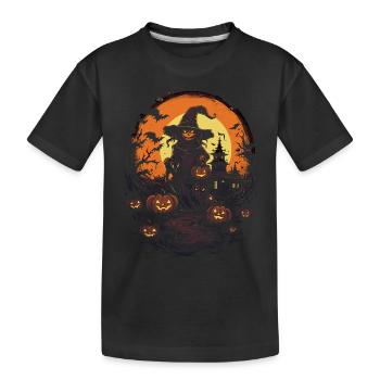 Hexenflug zum Gruseln Halloween Hexen - Kinder Premium Bio T-Shirt - Schwarz - Vorne