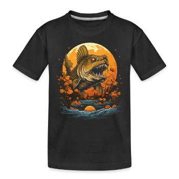Gruselige Gewässer zum Angeln Halloween Fischen - Kinder Premium Bio T-Shirt - Schwarz - Vorne