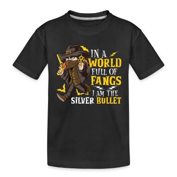 Chasseur de vampires, Tueur de morts-vivants, Pieu et Croix - T-shirt bio Premium Enfant - noir - Devant