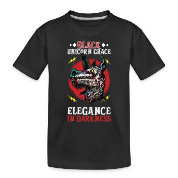 Dunkles Einhorn Horror Einhorn Mitternacht Einhorn - Kinder Premium Bio T-Shirt - Schwarz - Vorne