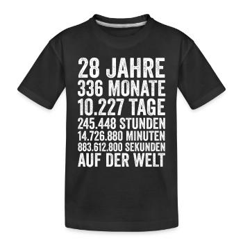 28 Jahre Achtundzwanzigster Geburtstag - Kinder Premium Bio T-Shirt - Schwarz - Vorne