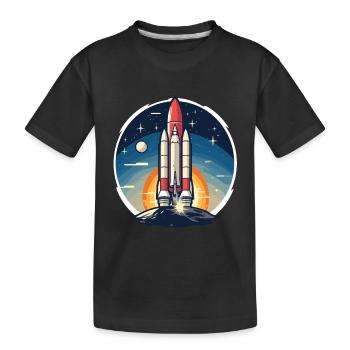Vintage Raketen Weltraum Logo Space Rocket - Kinder Premium Bio T-Shirt - Schwarz - Vorne