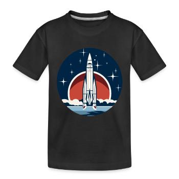 Vintage Raketen Weltraum Logo Space Rocket - Kinder Premium Bio T-Shirt - Schwarz - Vorne