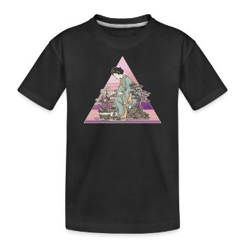 Bonsaibaum Bonsai-Baum Blumentopf Japanese-Geisha - Kinder Premium Bio T-Shirt - Schwarz - Vorne