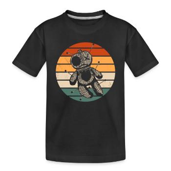 Retro Voodoo Puppen Design - Kinder Premium Bio T-Shirt - Schwarz - Vorne