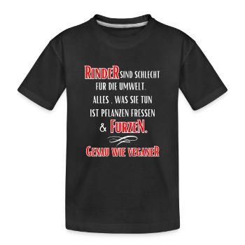 Anti Vegan- Rinder sind schlecht für die Umwelt... - Kinder Premium Bio T-Shirt - Schwarz - Vorne