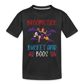 Besenstiel Eimer und Boos Hausmeister Halloween - Kinder Premium Bio T-Shirt - Schwarz - Vorne