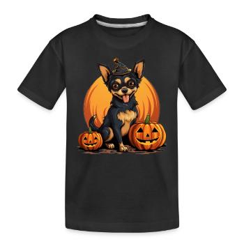 Chihuahua Chien Citrouille Paresseux Halloween Costume de fête - T-shirt bio Premium Enfant - noir - Devant