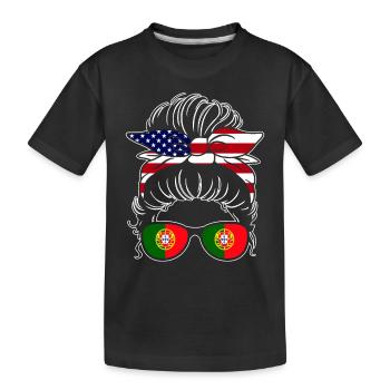 Awesome Messy Bun American Portuguese For The - Kids' Premium Organic T-Shirt - black - Front