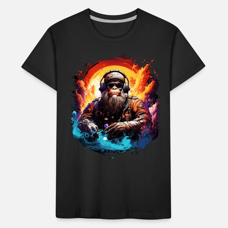 Cooler Affe in der Galaxie - Farbenfroher Affe Outer Space Kinder Premium Bio T-Shirt