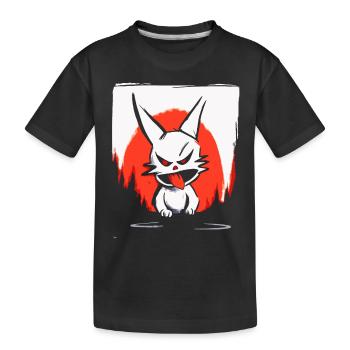 Soleil rouge japonais et un lapin coquin - T-shirt bio Premium Enfant - noir - Devant