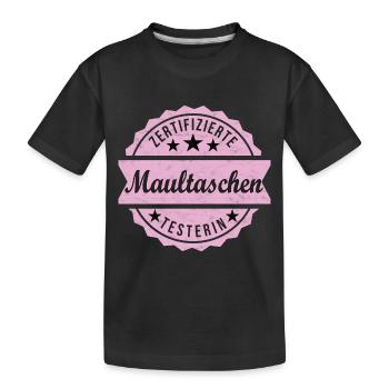 Zertifizierte Maultaschen Testerin - Kinder Premium Bio T-Shirt - Schwarz - Vorne