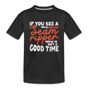 If you see a seam ripper, there is now no - Kids' Premium Organic T-Shirt - black - Front