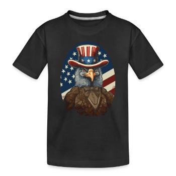 Thanksgiving American Pilgrim Turkey - Kids' Premium Organic T-Shirt - black - Front