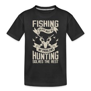 Angeln Angler Jäger Jagen - Kinder Premium Bio T-Shirt - Schwarz - Vorne