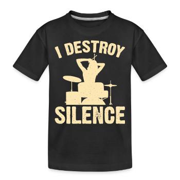 Schlagzeug Schlagzeuger Drummer - Kinder Premium Bio T-Shirt - Schwarz - Vorne