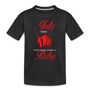 Geburtsstein Juli Rubin - Kinder Premium Bio T-Shirt - Schwarz - Vorne