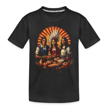 Pèlerins et Indiens Action de grâce culturelle - T-shirt bio Premium Enfant - noir - Devant