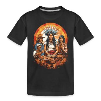 Pèlerins et Indiens Action de grâce culturelle - T-shirt bio Premium Enfant - noir - Devant