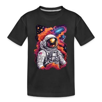 Cosmic Discovery: Astronaut in Space - Kids' Premium Organic T-Shirt - black - Front