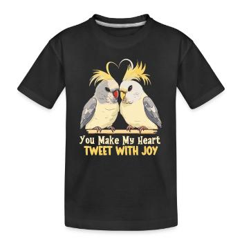 Valentinstag Turteltauben Vogelmotiv Romantisch - Kinder Premium Bio T-Shirt - Schwarz - Vorne