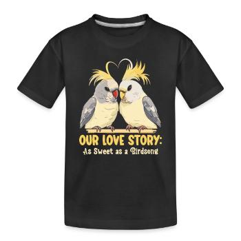 Valentinstag Turteltauben Vogelmotiv Romantisch - Kinder Premium Bio T-Shirt - Schwarz - Vorne