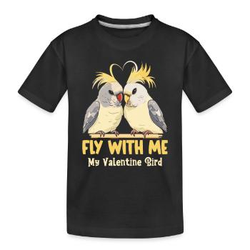 Valentinstag Turteltauben Vogelmotiv Romantisch - Kinder Premium Bio T-Shirt - Schwarz - Vorne
