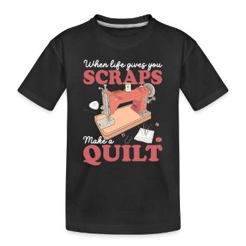 Wenn das Leben dir Reste schenkt Quilts machen - Kinder Premium Bio T-Shirt - Schwarz - Vorne