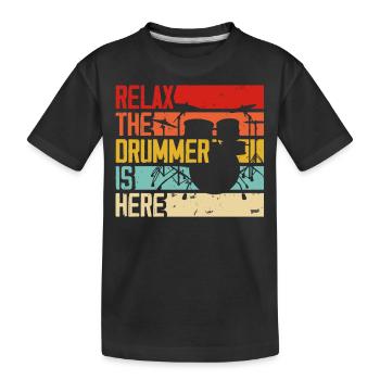 Schlagzeug Schlagzeuger Drummer - Kinder Premium Bio T-Shirt - Schwarz - Vorne