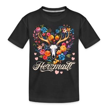 Trachtenshirt Damen Trachten T-Shirt Dirndl Ersatz - Kinder Premium Bio T-Shirt - Schwarz - Vorne