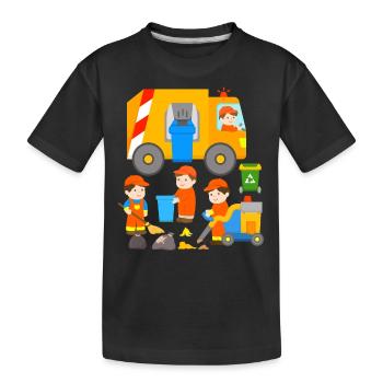 Garbage truck, garbage man, garbage collector, garbage collector, children - Kids' Premium Organic T-Shirt - black - Front