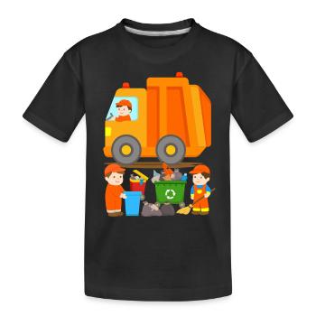 Camion à ordures Camion à ordures Camion à ordures Homme Balayeuse de rue Enfants - T-shirt bio Premium Enfant - noir - Devant