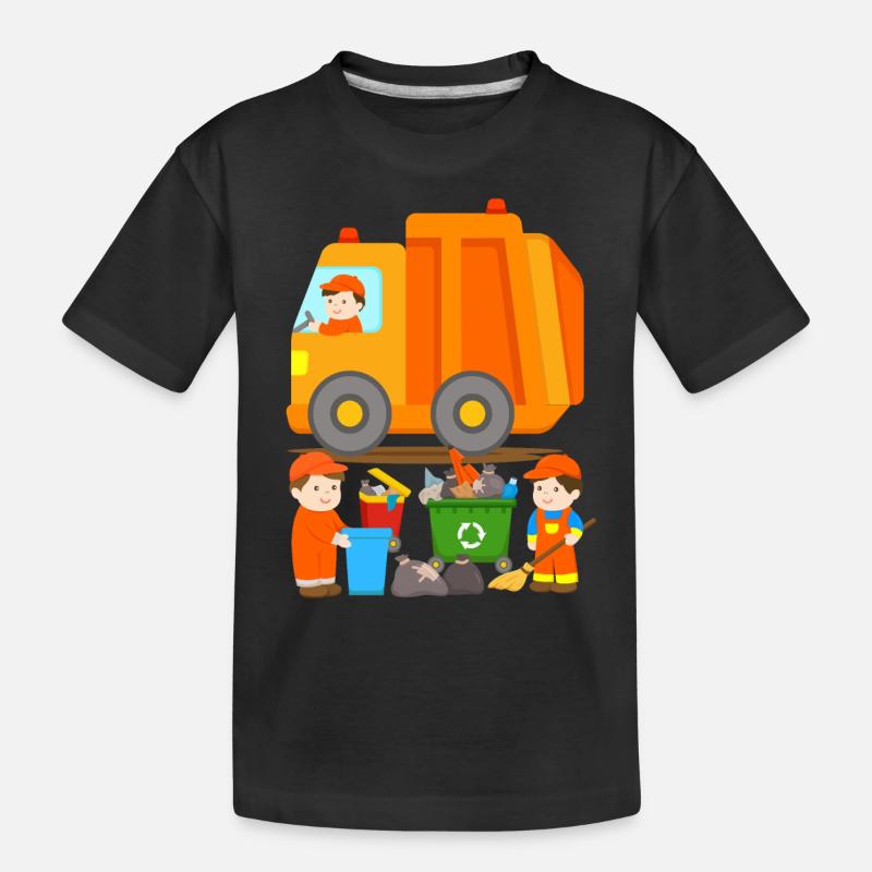 Müllabfuhr Müllauto Müllmann Straßenkehrer Kinder - Kinder Premium Bio T-Shirt - Schwarz