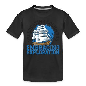 Columbus celebrates the joy of discovery - Kids' Premium Organic T-Shirt - black - Front