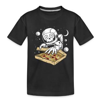 Astronaut pizza - Kids' Premium Organic T-Shirt - black - Front
