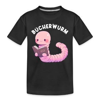 Leidenschaftlicher Leser Leserin Leseratte - Kinder Premium Bio T-Shirt - Schwarz - Vorne