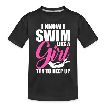 Flotteur de natation - T-shirt bio Premium Enfant - noir - Devant