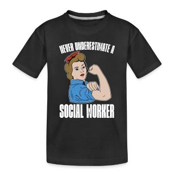 Social Service Never Underestimate A Socialist - Kinder Premium Bio T-Shirt - Schwarz - Vorne