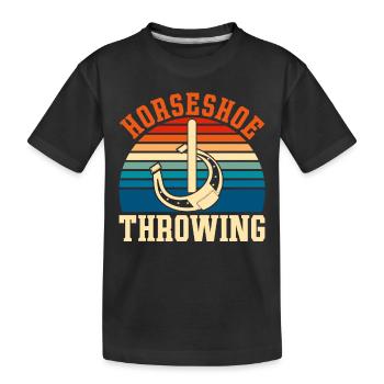 Retro Hufeisen - Kinder Premium Bio T-Shirt - Schwarz - Vorne