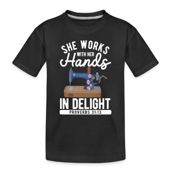 Elle travaille avec ses mains dans des paroles de joie - T-shirt bio Premium Enfant - noir - Devant