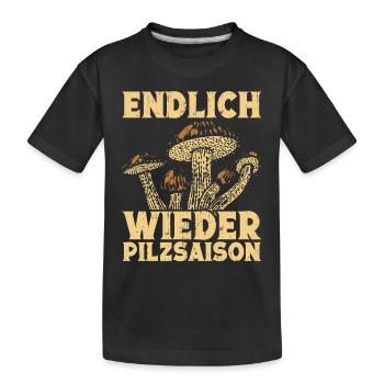 Pilzsammler Mykologe Pilze sammeln Pilzsucher - Kinder Premium Bio T-Shirt - Schwarz - Vorne