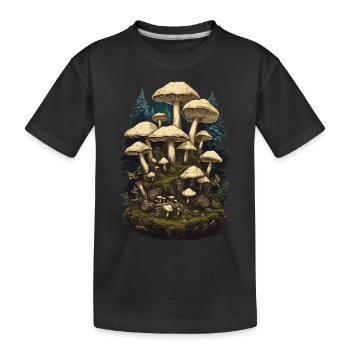 Mushroom Magic & Spirit Goa Party Vibes avec des champignons - T-shirt bio Premium Enfant - noir - Devant