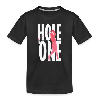 Hole in One Golf - Kinder Premium Bio T-Shirt - Schwarz - Vorne