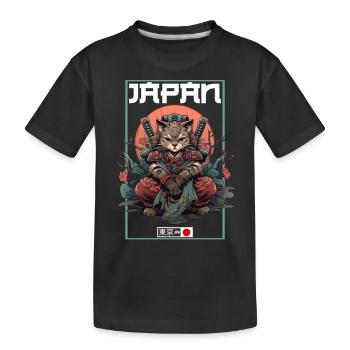 Asia Cat Japanese Samurai Samurai - Kids' Premium Organic T-Shirt - black - Front