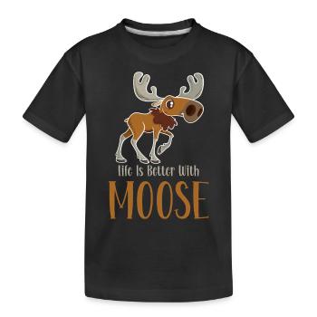 Mit Elch ist das Leben besser! Lustig Elch Spruch - Kinder Premium Bio T-Shirt - Schwarz - Vorne