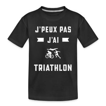 je peux pas j'ai triathlon triathlète cadeau - T-shirt bio Premium Enfant - noir - Devant