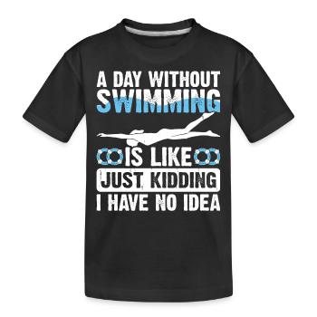 Swimming Float - Kids' Premium Organic T-Shirt - black - Front